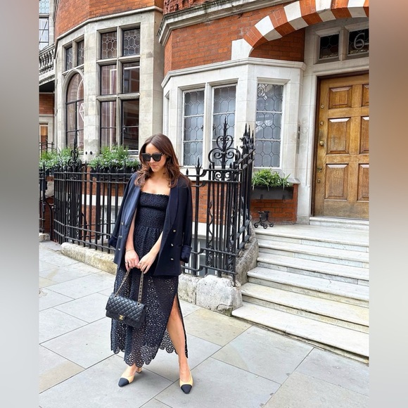 Hill House Isabel Nap Dress Navy Blue Scallop Lace Size Medium - Picture 8 of 8